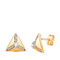 18K PENDIENTES ORO AMARILLO TRIANGULO PIRAMIDE CON CIRCONITAS EN BRILLO. MEDIDA: 10 X 10 MM.CIERR PRESION