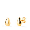 18K PENDIENTES ORO AMARILLO GOTA LISA BRILLO HUECA 8 X 5,5 MM. CIERRE PRESION