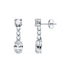 18K PENDIENTES ORO BLANCO CIRCONITA BLANCA EN FORMA OVAL Y CIRCONITAS. 20X5 MM. CIERRE PRESION