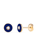 18K PENDIENTES ORO AMARILLO REDONDOS LAPIZLAZULI CON BOCEL CIRCONITA. MEDIDA: 5,5MM. CIERRE TUERCA