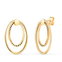 18K PENDIENTES ORO AMARILLO DOBLE ARO OVAL LISO Y TALLADO. MEDIDA: 19X13 MM. CIERRE PRESION