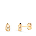 18K PENDIENTES ORO AMARILLO GOTA CON CIRCONITAS Y BORDES BOLITAS. MEDIDA: 6 X 4 MM. CIERRE TUERCA