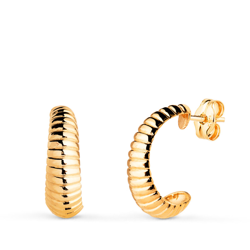 18K PENDIENTES ORO AMARILLO GALLONES EN BRILLO. MEDIDA: 14 X 5 MM. CIERRE PRESION
