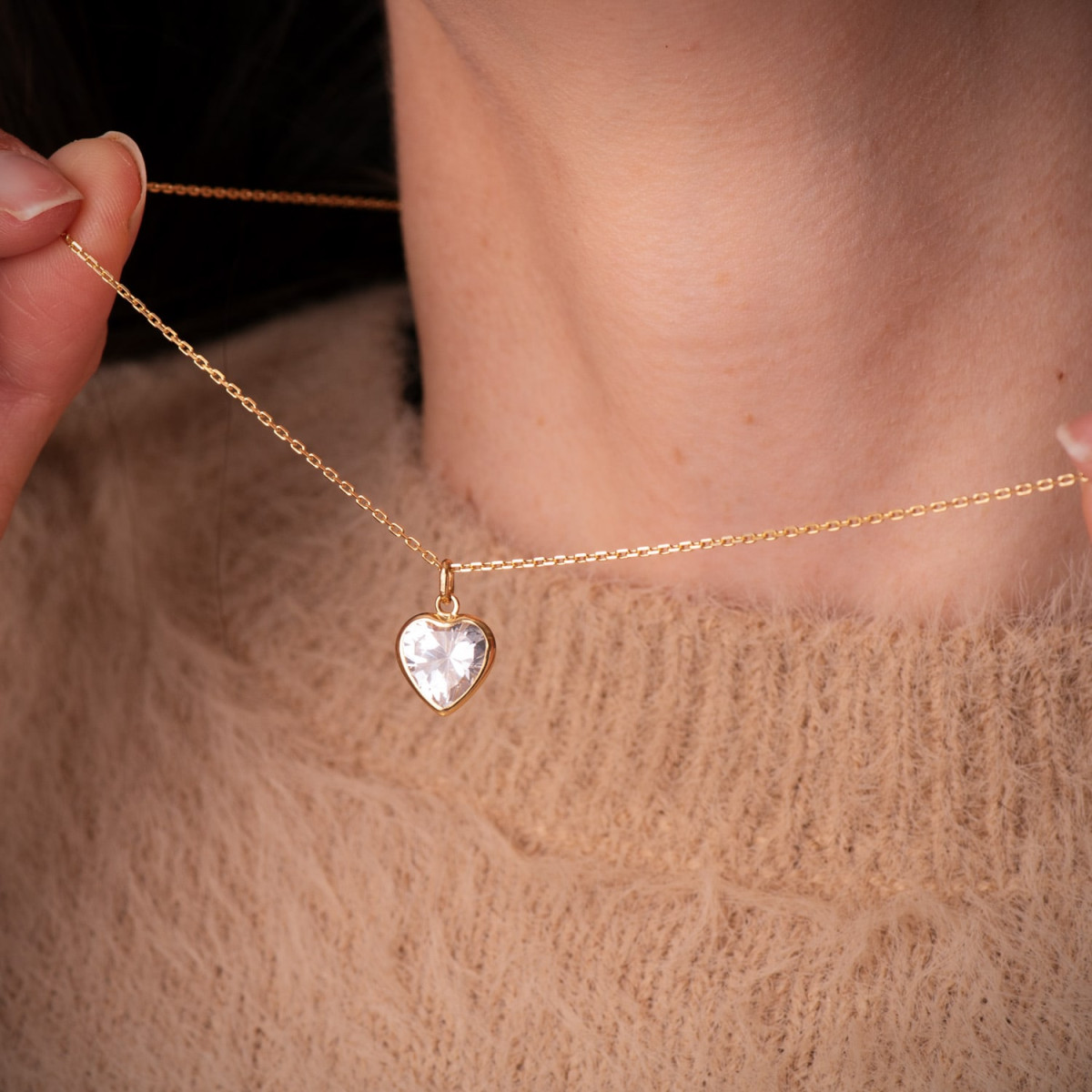 18K COLGANTE ORO AMARILLO CORAZON CIRCONITA 10X10 MM C. AMOR