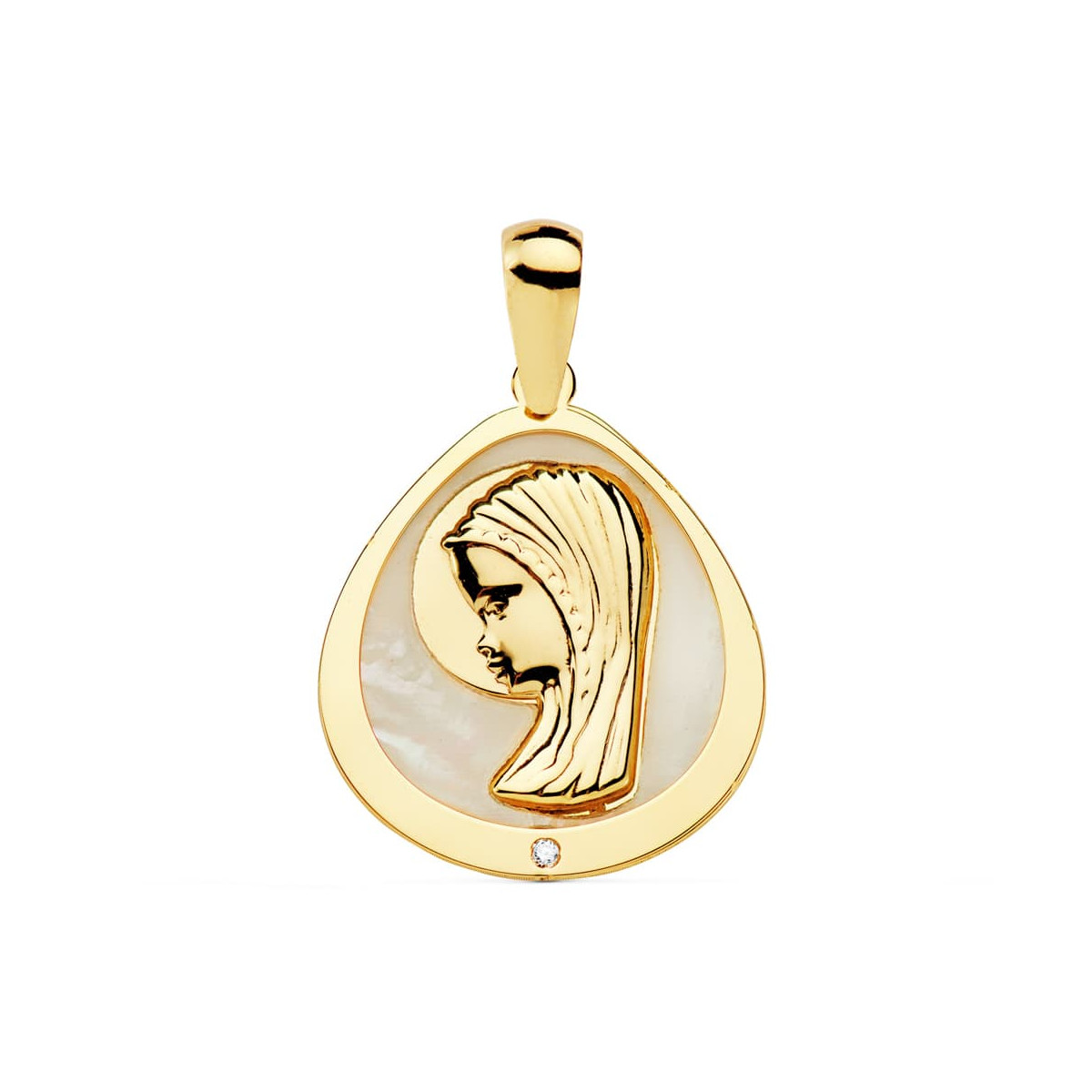 18K MEDALLA ORO AMARILLO VIRGEN NIÑA NACAR 18X16 MM