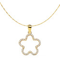 18K COLGANTE AMULETO  ORO AMARILLO ESTRELLA CIRCONITA 16X16 MM CADENA VENECIANA 42 3 CM