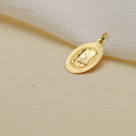 18K MEDALLA ORO AMARILLO VIRGEN NIÑA OVAL TALLADA BRILLO Y MATE 18X12 MM