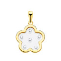 18K COLGANTE AMULETO ORO AMARILLO FLOR AIRSHINE TRANSPARENTE CON CIRCONITA 14X14 MM