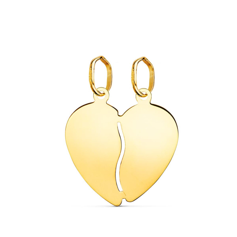 18K COLGANTE ORO AMARILLO CORAZON PARTIDO BRILLO 17X15 MM C. AMOR