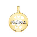 18K COLGANTE ORO BICOLOR REDONDO CON CORAZONES CALADOS 18 MM