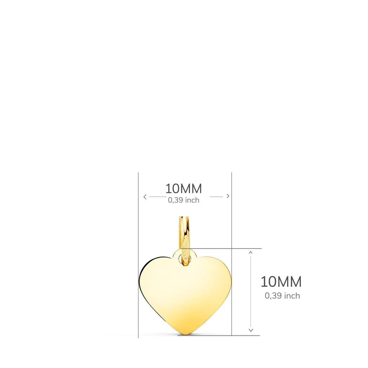 18K COLGANTE PLACA CHAPA ORO AMARILLO  CORAZON LISO EN BRILLO 10X10 MM C. AMOR