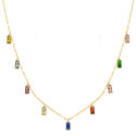 18K GARGANTILLA ORO AMARILLO Y COLGANTES DE CIRCONITA DE COLORES CADENA 42+3 CM