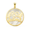 18K COLGANTE ORO AMARILLO MAMA NACAR NIÑO-NIÑA 20 MM