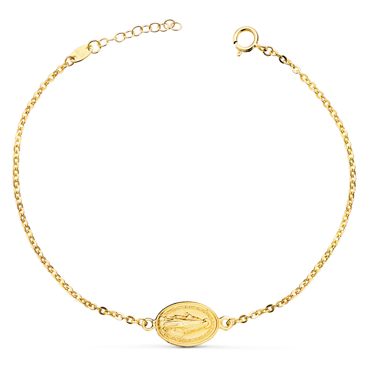18K PULSERA ORO AMARILLO CON MEDALLA ORO AMARILLO MILAGROSA 13 X 10 MM.  LARGO: 17 2 CM