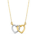 18K GARGANTILLA ORO BICOLOR DOS CORAZONES 13X9 MM. CADENA FORZADA 42 3 CM C. AMOR