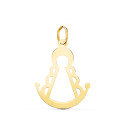 18K COLGANTE ORO AMARILLO VIRGEN ROCIO SILUETA BRILLO. 20 X 16 MM