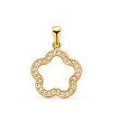 18K COLGANTE ORO AMARILLO FLOR CERCO CON CIRCONITA 15X15 MM