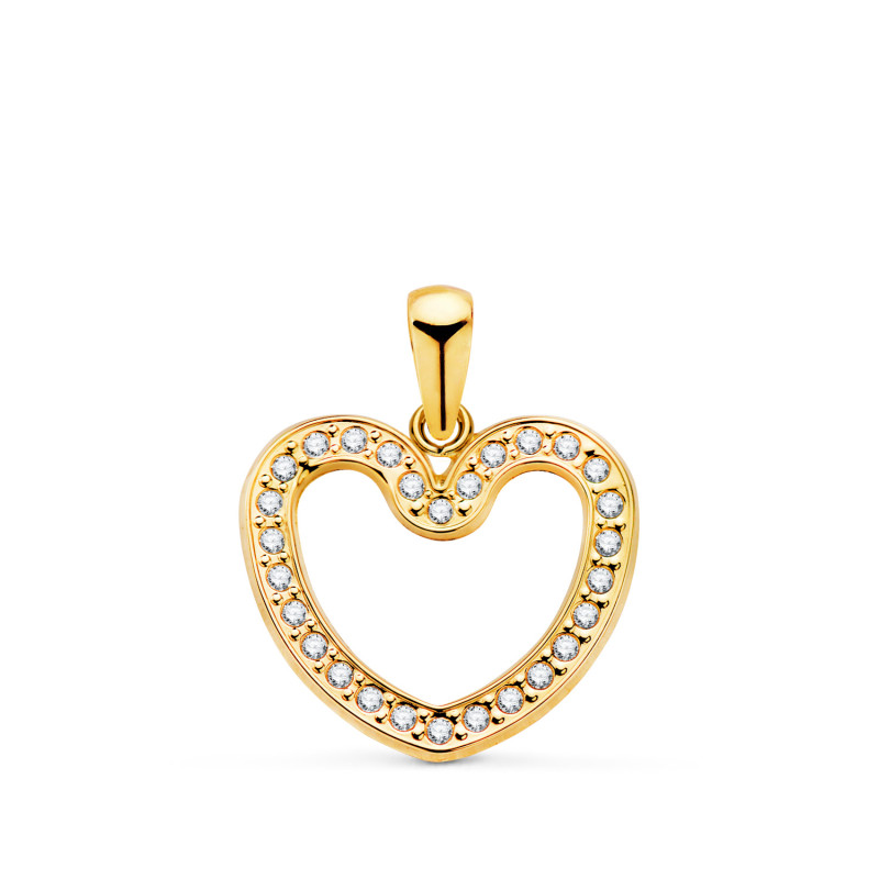 18K COLGANTE ORO AMARILLO CORAZON CERCO CON CIRCONITA 16X14,5 MM C. AMOR