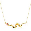 18K COLGANTE ORO AMARILLO SERPIENTE OJOS CIRCONITAS ROJAS 40X9 MM. CADENA FORZADA: 45-5 CM
