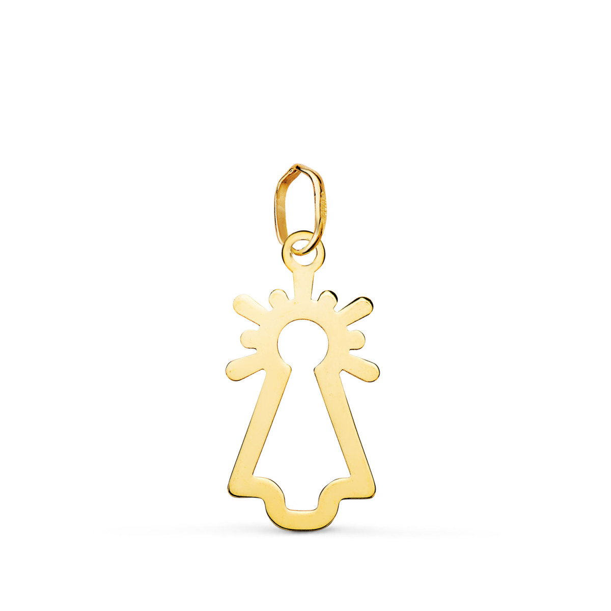 18K COLGANTE ORO AMARILLO VIRGEN DEL PILAR SILUETA BRILLO. MEDIDA: 20X10 MM