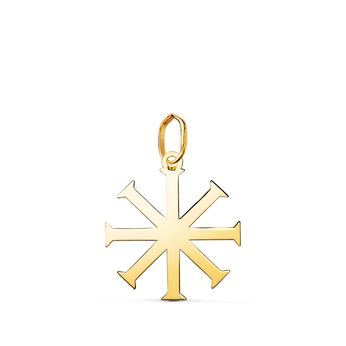 18K COLGANTE ORO AMARILLO CRUZ BAUTISMAL EN BRILLO. MEDIDA: 18 X 16 MM