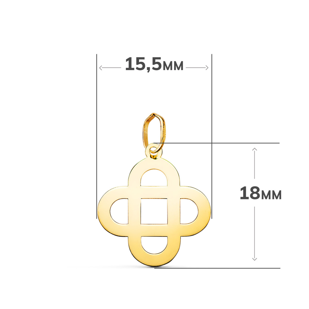 18K COLGANTE ORO AMARILLO CRUZ MATRIMONIAL EN BRILLO. MEDIDA: 18 X 15,5 MM