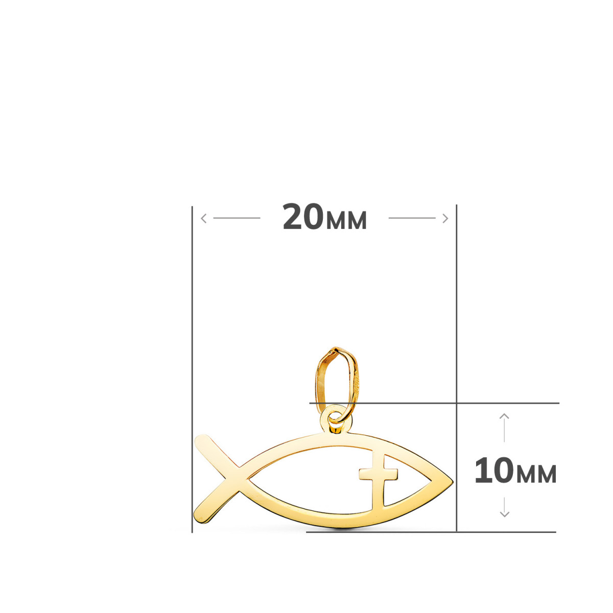18K COLGANTE ORO AMARILLO PEZ DE LOS CRISTIANOS EN BRILLO. MEDIDA: 20 X 10 MM