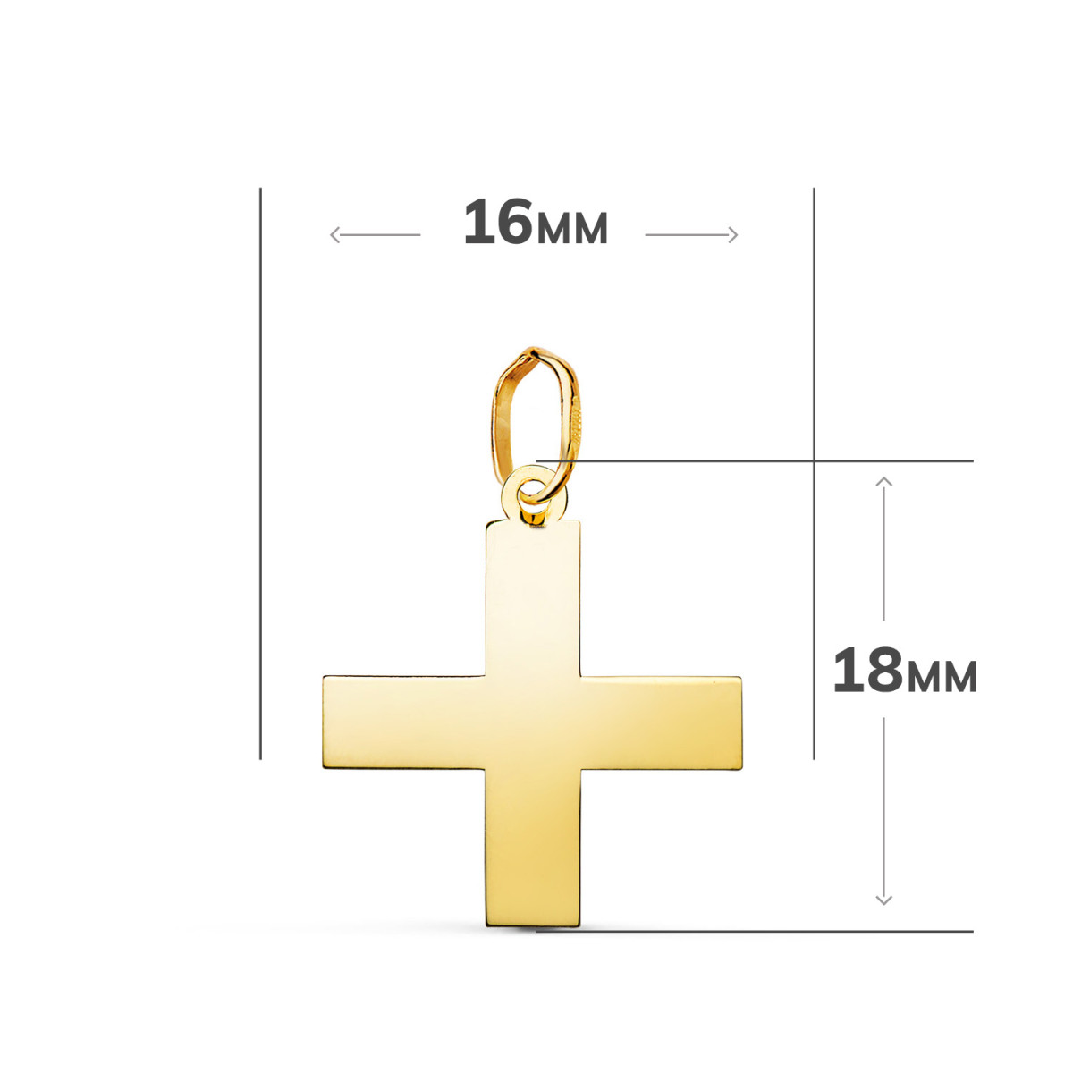18K COLGANTE ORO AMARILLO CRUZ GRIEGA EN BRILLO. MEDIDA: 18 X 16 MM