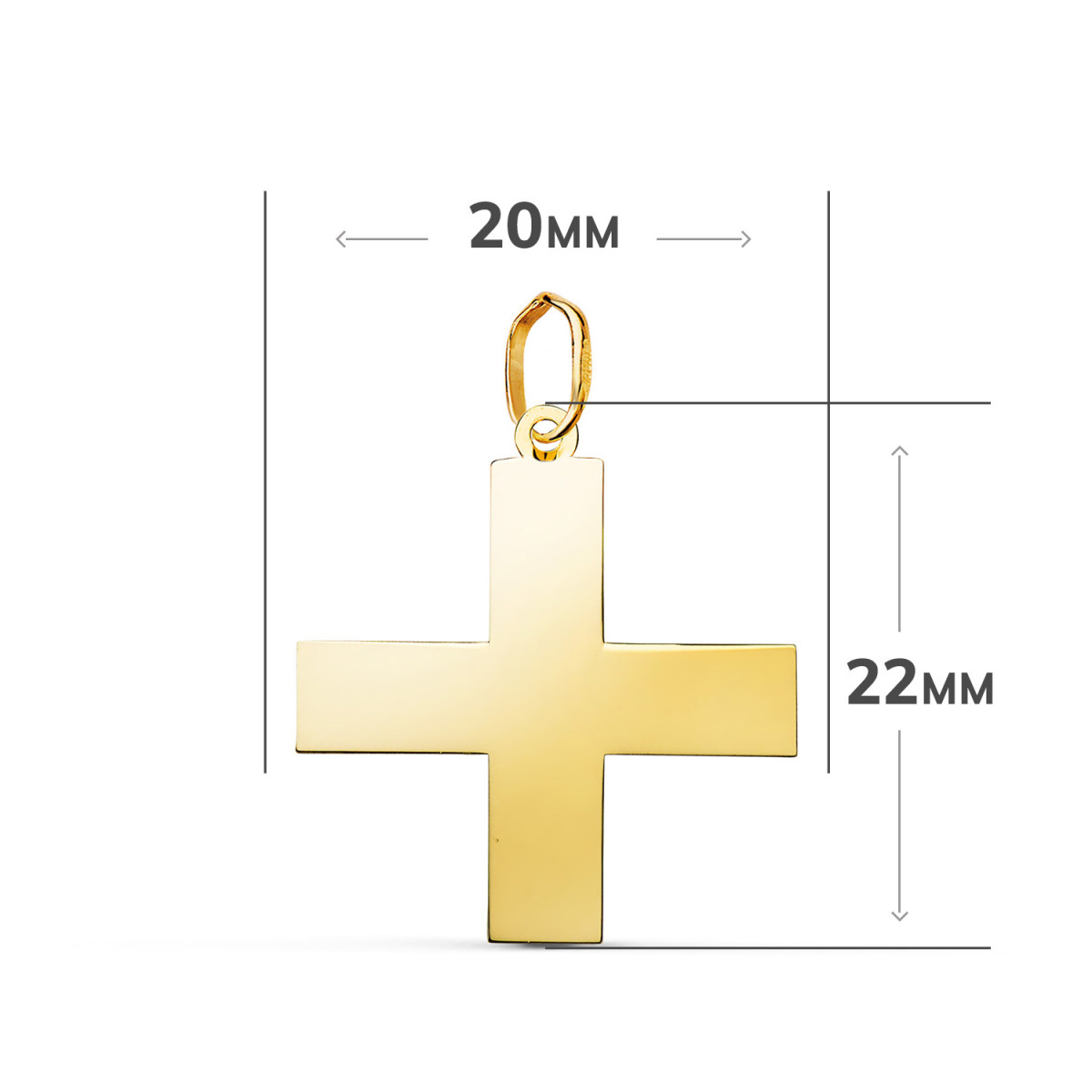 18K COLGANTE ORO AMARILLO CRUZ GRIEGA EN BRILLO. MEDIDA: 22 X 20 MM