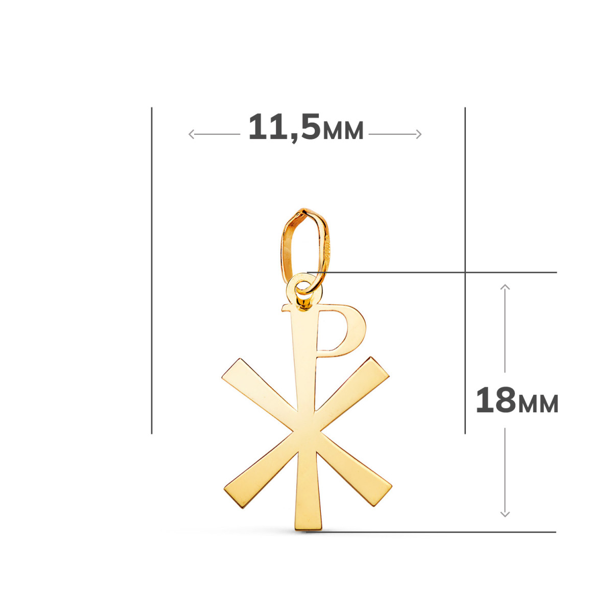 18K COLGANTE ORO AMARILLO CRUZ CRISMON EN BRILLO. MEDIDA: 18 X 11,5 MM