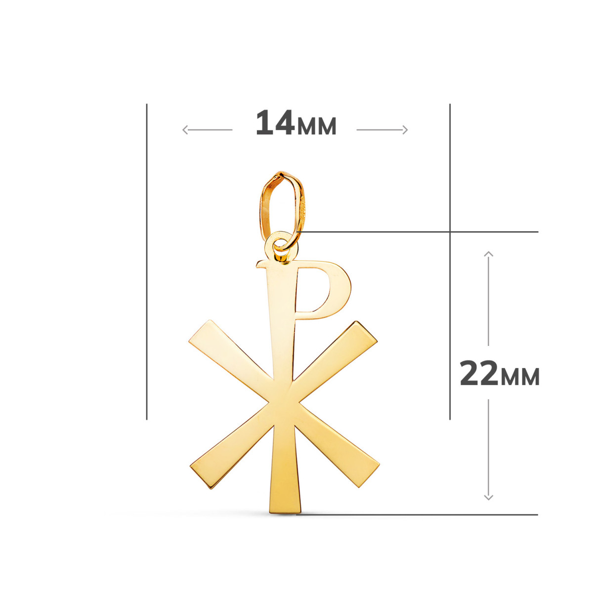 18K COLGANTE ORO AMARILLO CRUZ CRISMON EN BRILLO. MEDIDA: 22 X 14 MM