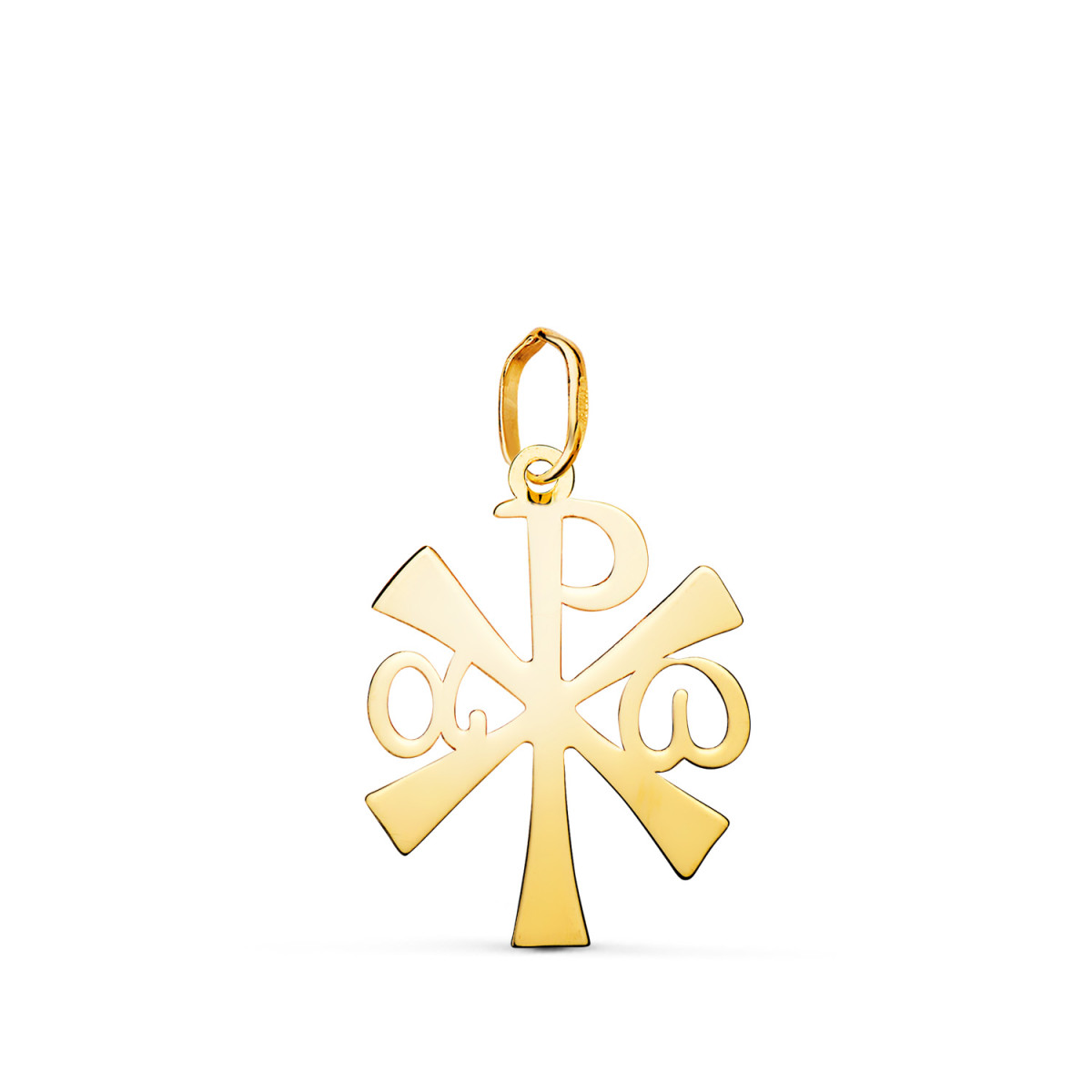 18K COLGANTE ORO AMARILLO CRUZ CRISMON EN BRILLO. MEDIDA: 18 X 13 MM