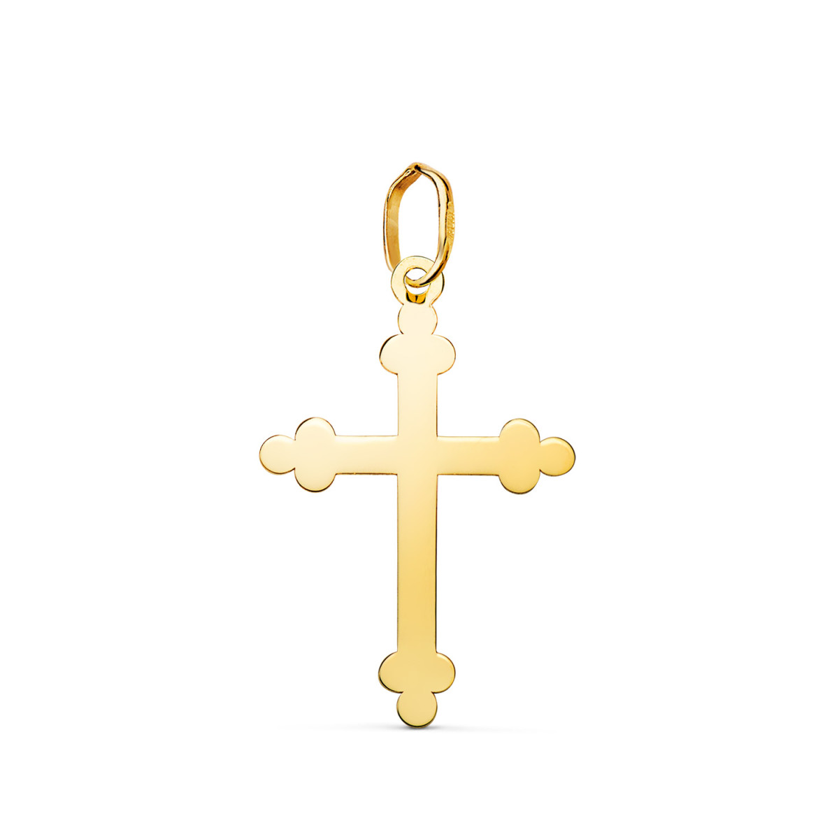 18K COLGANTE ORO AMARILLO CRUZ DE LA TRINIDAD EN BRILLO. MEDIDA: 22 X 14 MM