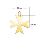 18K COLGANTE ORO AMARILLO CRUZ DE MALTA EN BRILLO. MEDIDA: 20 X 20 MM