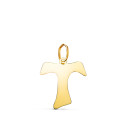 18K COLGANTE ORO AMARILLO CRUZ TAU DE SAN FRANCISCO EN BRILLO. MEDIDA: 17 X 14,5 MM
