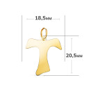 18K COLGANTE ORO AMARILLO CRUZ TAU DE SAN FRANCISCO EN BRILLO. MEDIDA: 20,5 X 18,5 MM