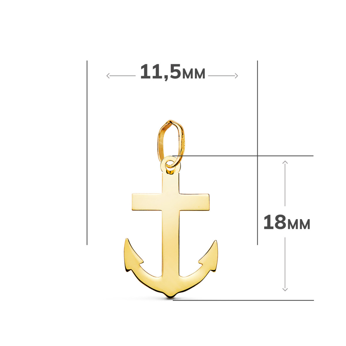 18K COLGANTE ORO AMARILLO CRUZ MARINERA EN BRILLO. MEDIDA: 18 X 11,5 MM