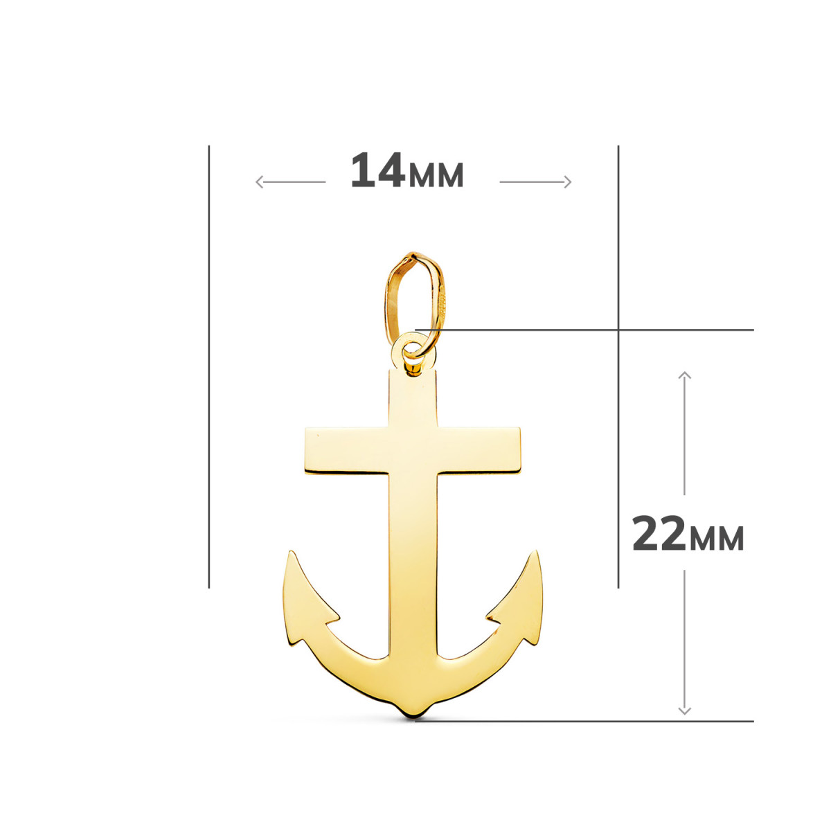 18K COLGANTE ORO AMARILLO CRUZ MARINERA EN BRILLO. MEDIDA: 22 X 14 MM