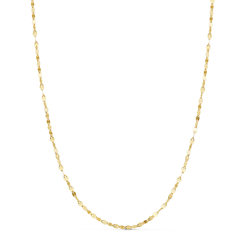 18K CADENA ORO AMARILLO MACIZA DIAMANTADA BRILLO. ANCHO: 2 MM. LARGO: 40 CM. CIERRE REASA