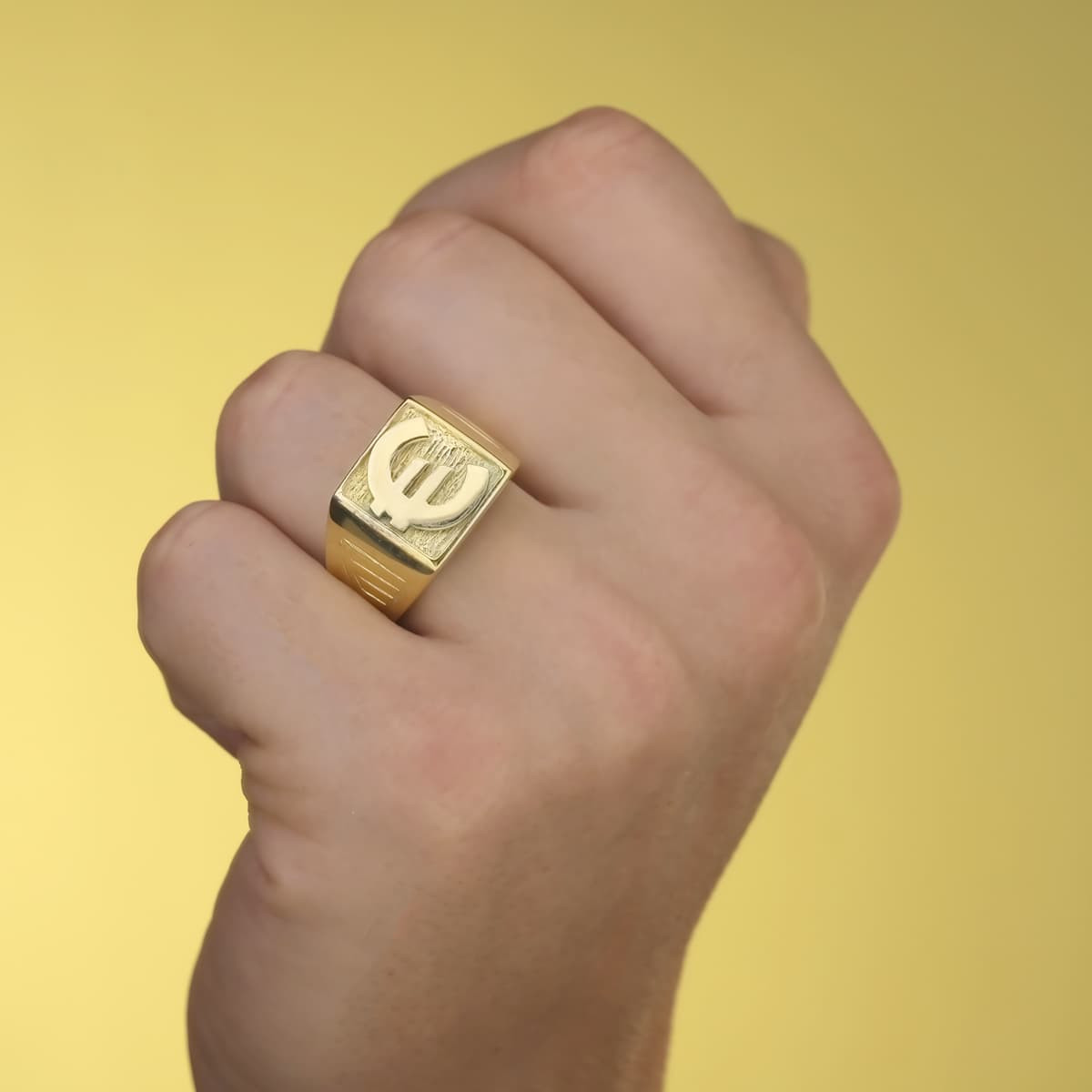 18K SELLO ORO AMARILLO CABALLERO MACIZO EURO CUADRADO 15X15 MM