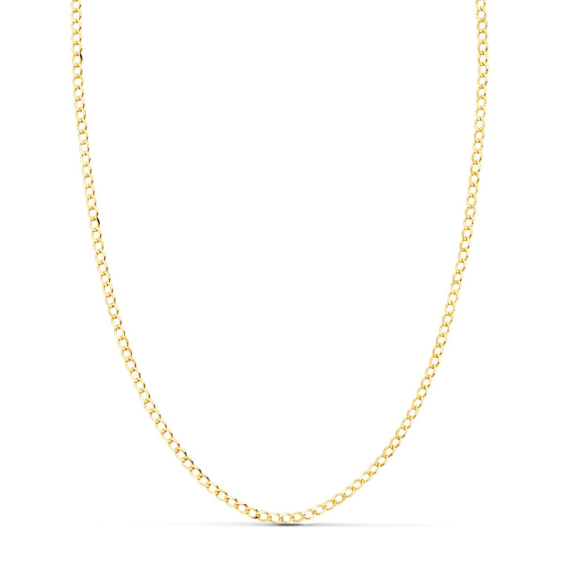 18K CADENA ORO AMARILLO BARBADA MACIZA LARGO 60CM ANCHO 1.5 MM