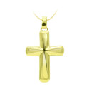 18K CRUZ ORO AMARILLO HUECA LISA 37X26 MM
