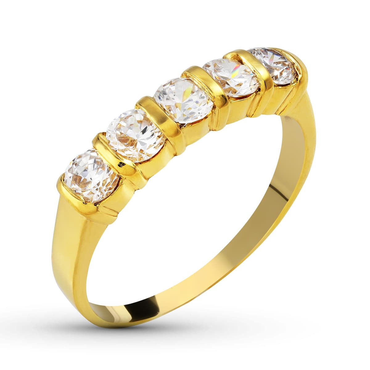 18K SORTIJA QUINTILLO ORO AMARILLO MACIZO CIRCONITA 4 MM. ANCHO 4MM