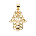 18K COLGANTE AMULETO ORO AMARILLO MANO FATIMA 27X23 MM