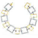 18K PULSERA ORO BICOLOR ESLABONES CUADRADOS Y MOTIVOS CON CIRCONITA 20CM