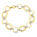 18K PULSERA ORO BICOLOR ESLABONES Y CIRCONITA ANCHO 12 MM LARGO 19.5 CM