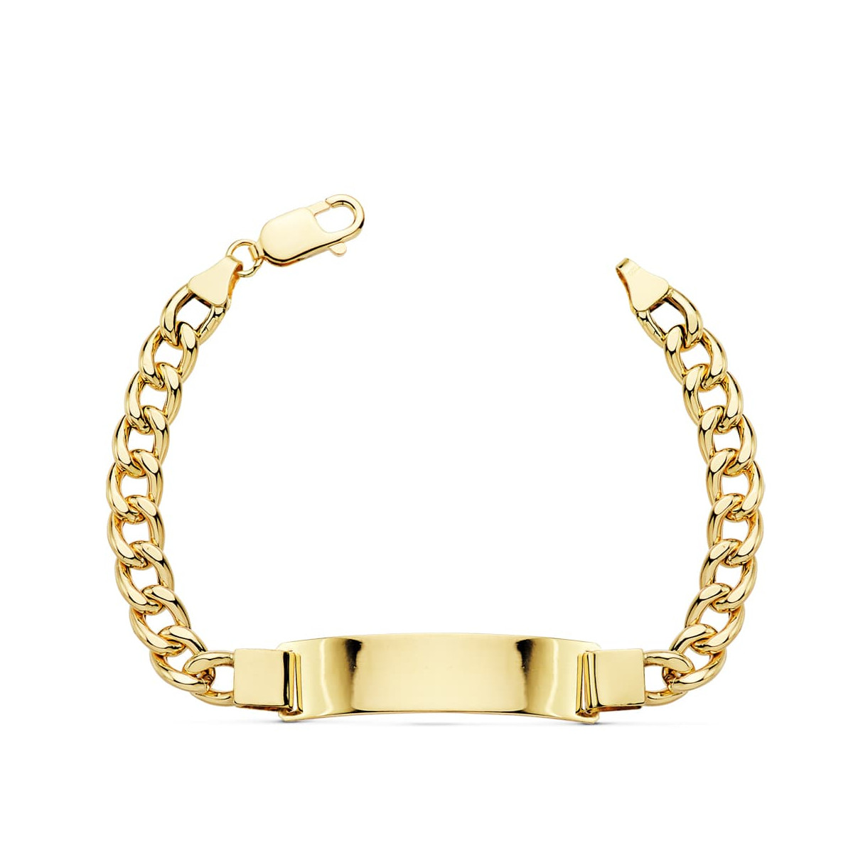 18K PULSERA ESCLAVA ORO AMARILLO BARBADA HUECA ANCHO: 7MM. LARGO: 21,5 CM  PLACA CHAPA: 42X10MM