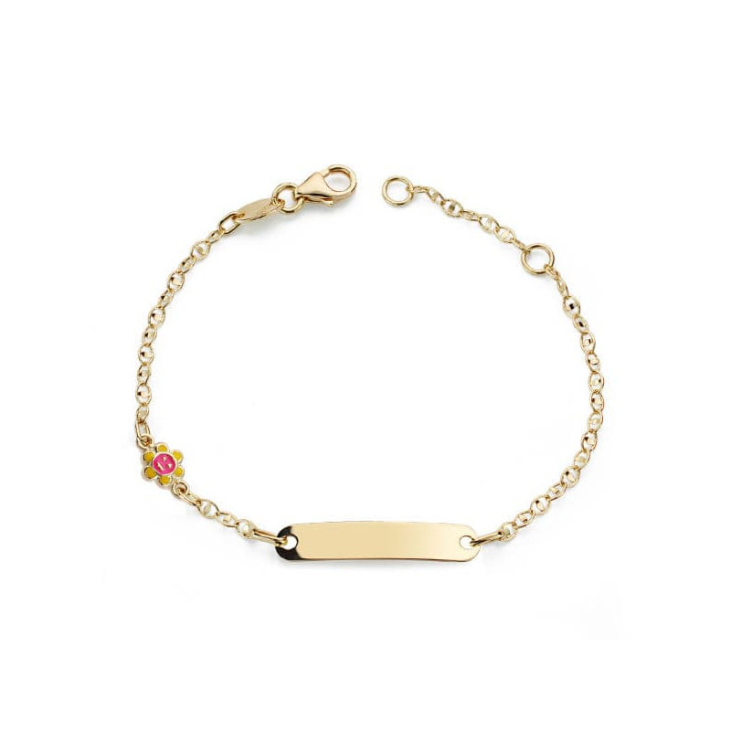 18K PULSERA ESCLAVA ORO AMARILLO SOL ESMALTE 14CM