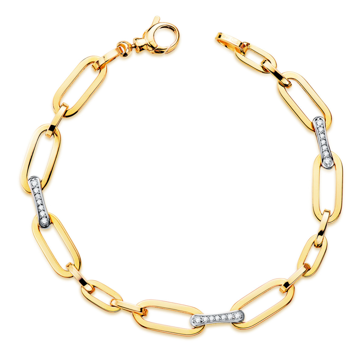 18K PULSERA ORO BICOLOR CON ESLABONES Y CIRCONITA ANCHO: 6,5 MM. LARGO: 19,5 CM