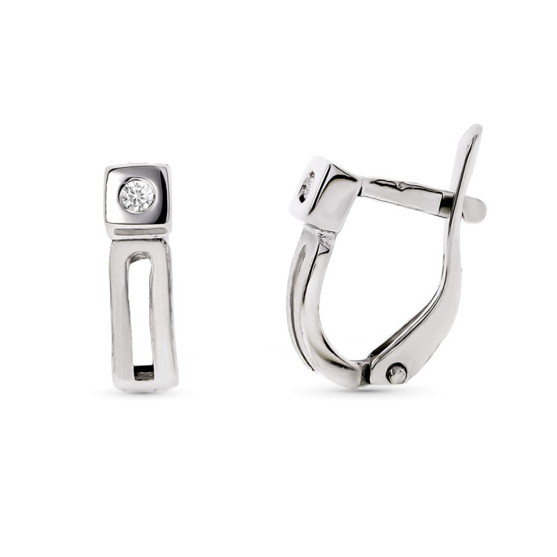 18K PENDIENTES ORO BLANCO CON DIAMANTES NATURALES. CIERRE CATALAN